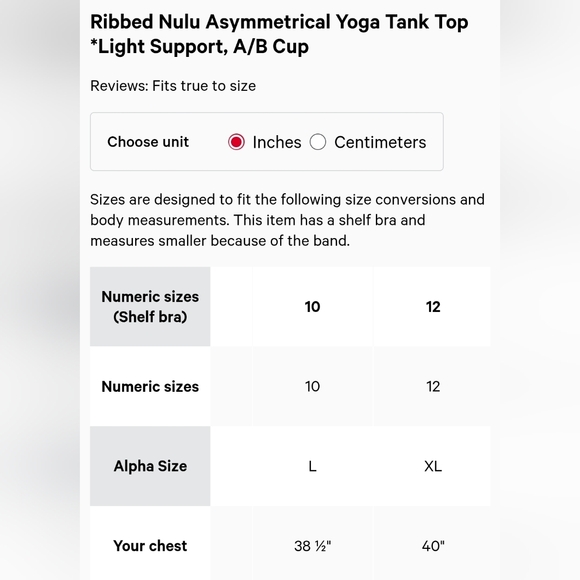 Lululemon Ribbed Nulu Asymmetrical Yoga Tank Top Light Support A/B Cup Bone 10 - Picture 7 of 12